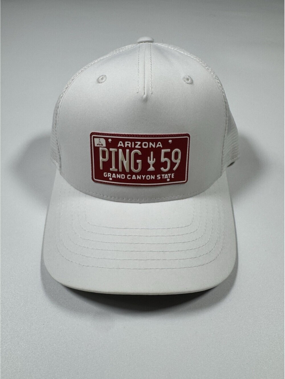 Ping Arizona License Plate 59 Golf Hat White Mesh Snapback Flexfit 110 Cap